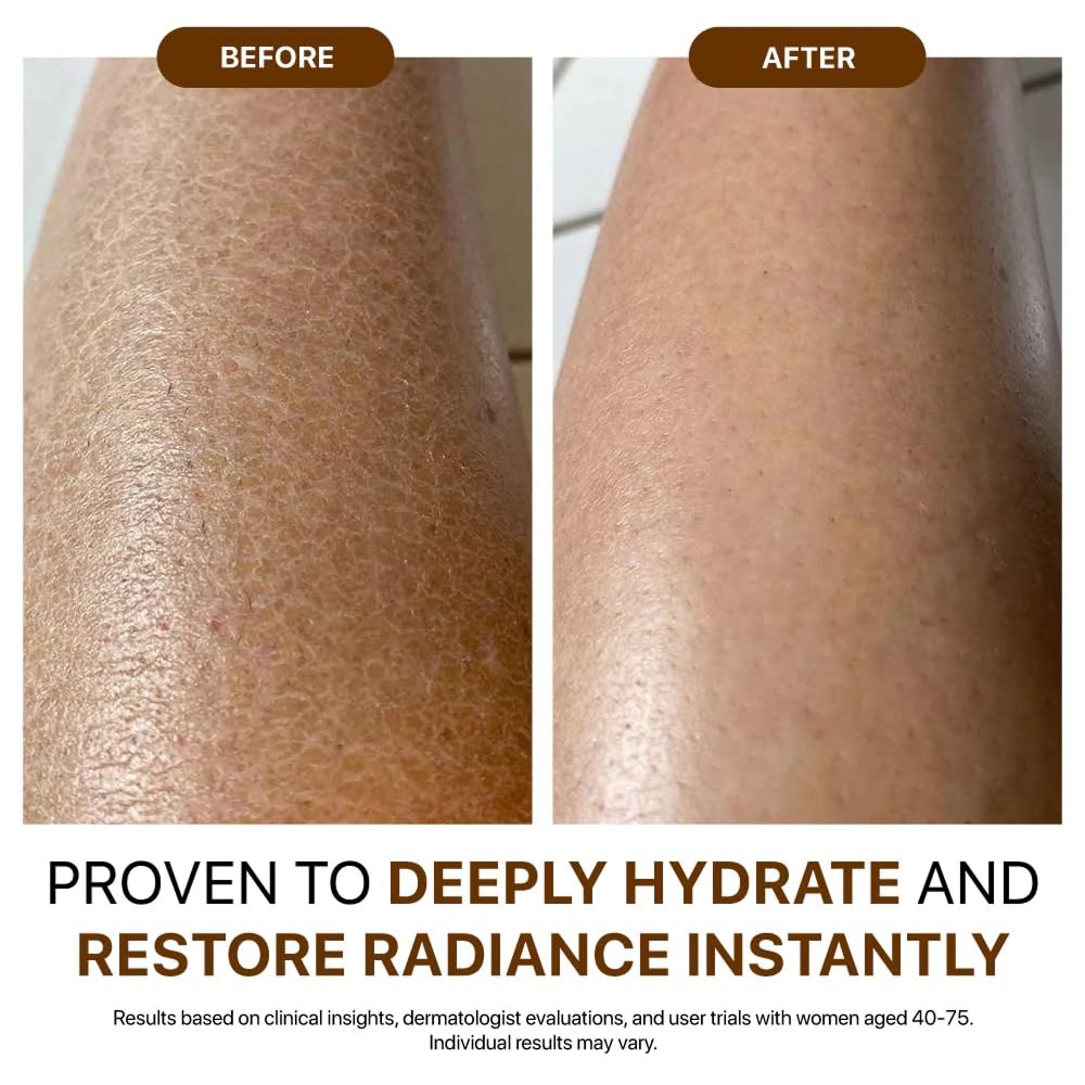 Before and after dry skin hydration visual